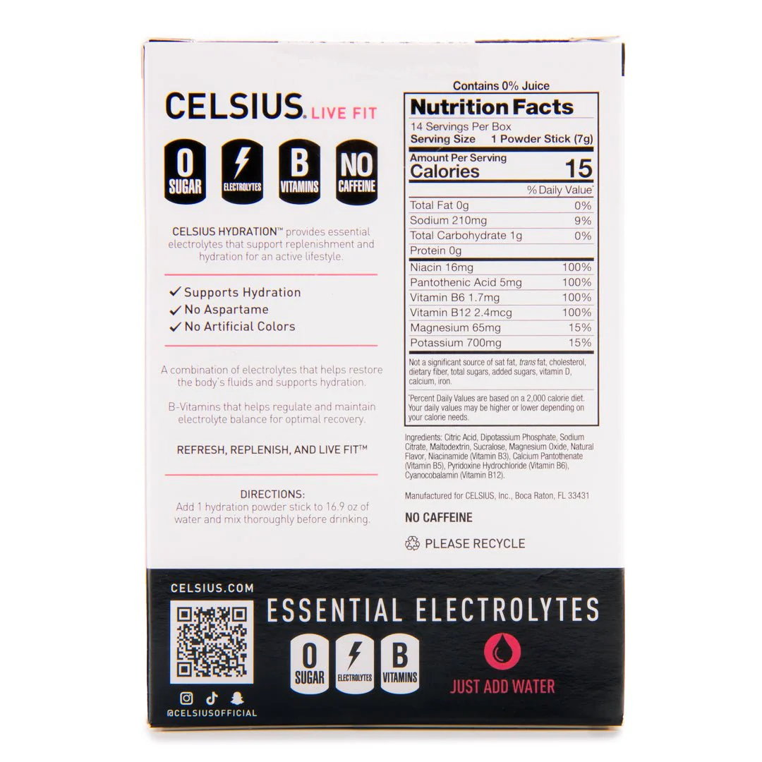Celsius Hydration Sugar Free Electrolyte Drink Mix 4 Pack - Image 4