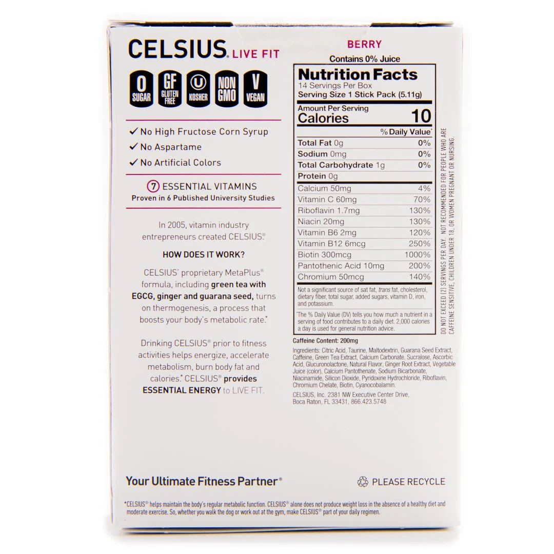 Celsius On-The-Go Zero Sugar Powder Stick Drink Mix 2 Pack - Image 4