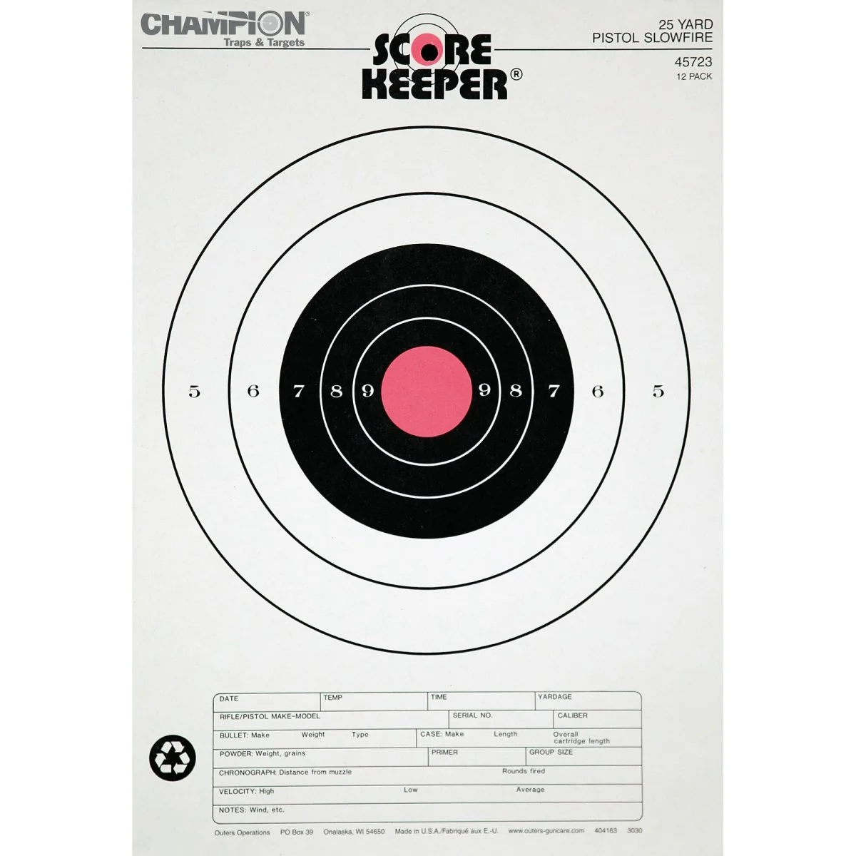 Champion Score Keeper Bullseye Paper Targets 12-Pack - Fluorescent Orange/Black - Image 2