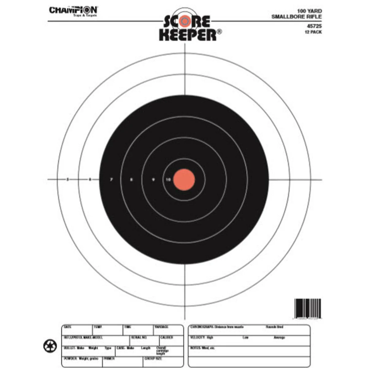 Champion Score Keeper Bullseye Paper Targets 12-Pack - Fluorescent Orange/Black - Image 4