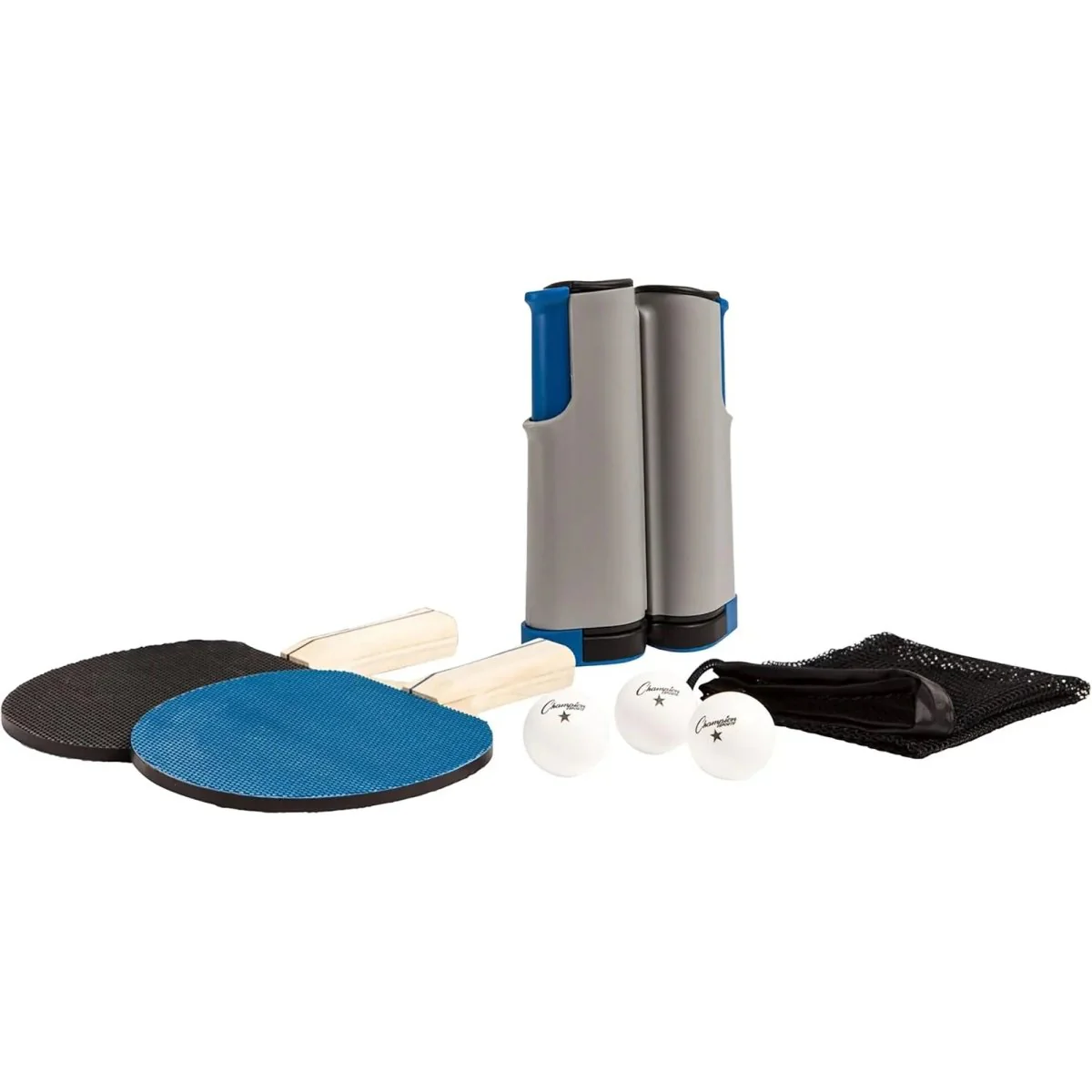 Champion Sports Anywhere Table Tennis Set - 2 Paddles, 3 Balls, & a Mesh Carrying Bag