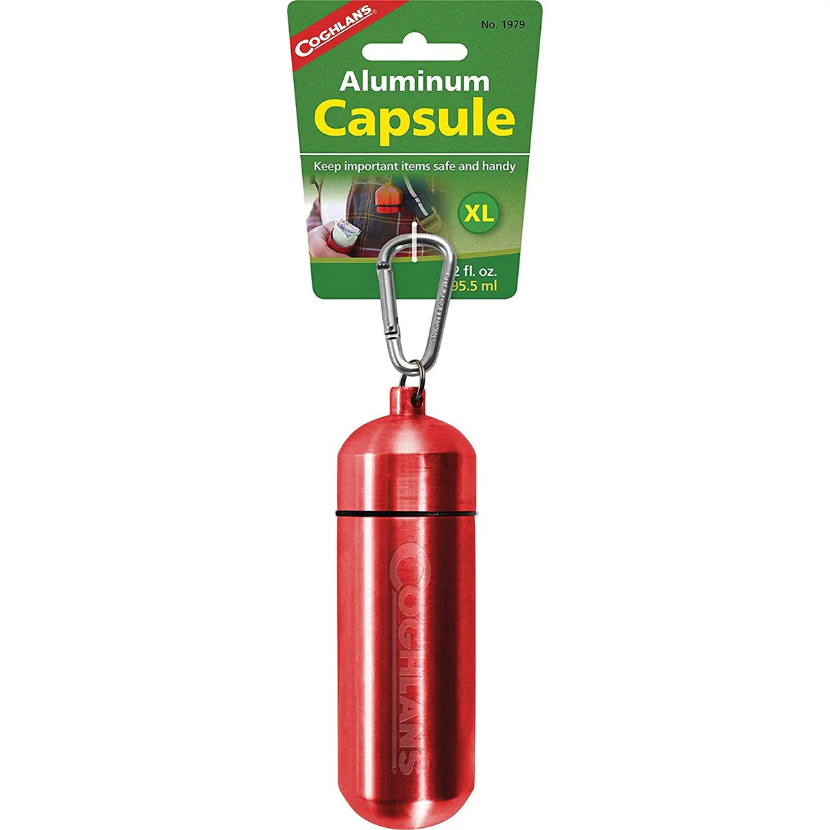 Coghlan's Aluminum Capsule with Carabiner, Watertight Seal, Container Storage - Image 7