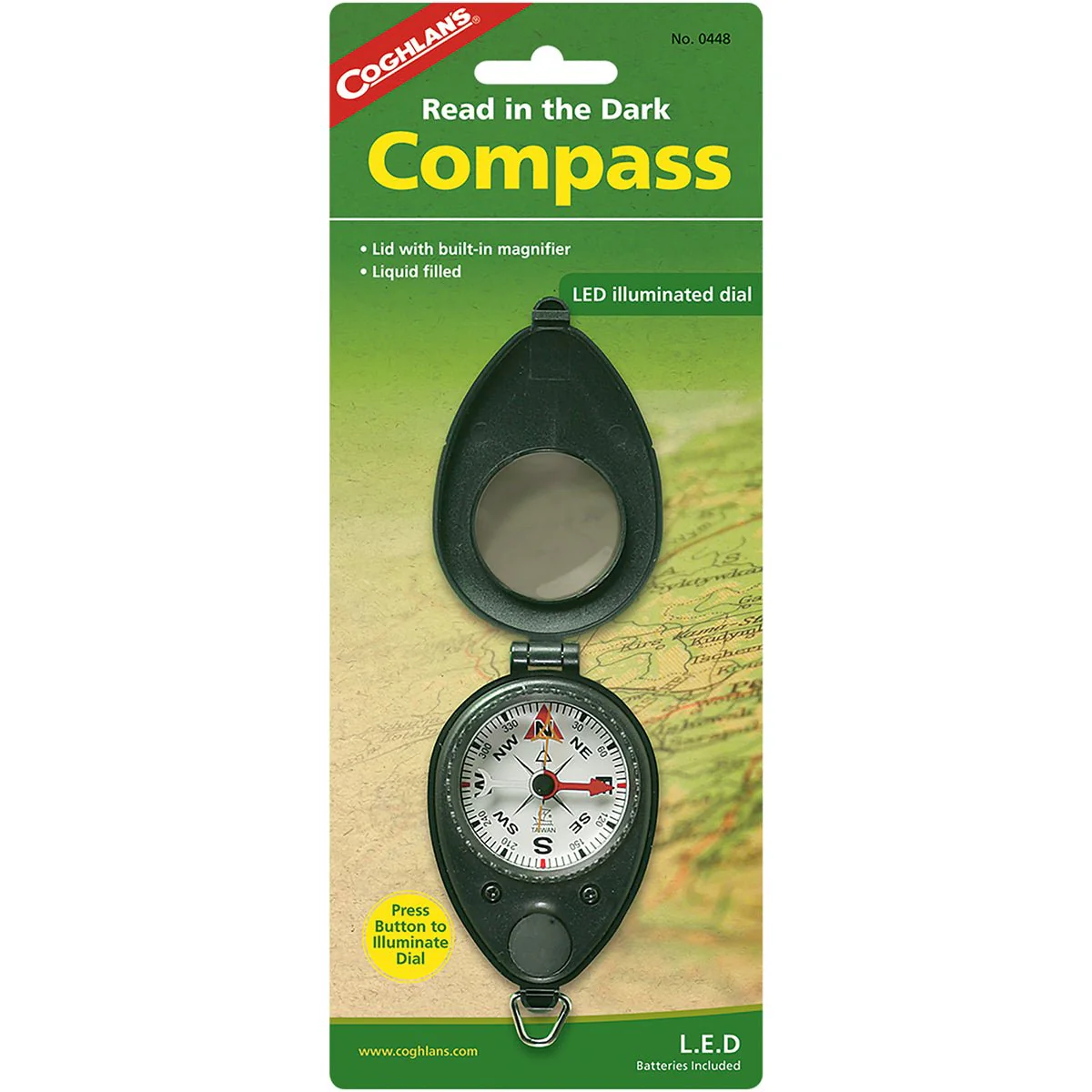 Coghlan's Compass with LED Light Illuminated w/ Built-in Magnifier, Folding Case - Image 2