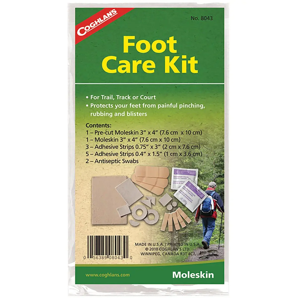 Coghlan's Foot Care Kit, Pre-cut Moleskin, Adhesive Strips & Antiseptic Swabs