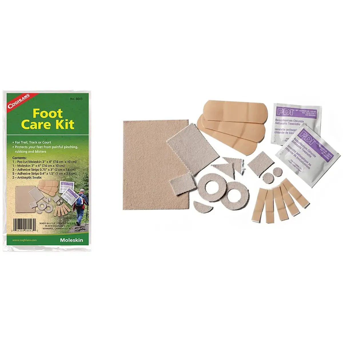 Coghlan's Foot Care Kit, Pre-cut Moleskin, Adhesive Strips & Antiseptic Swabs - Image 2