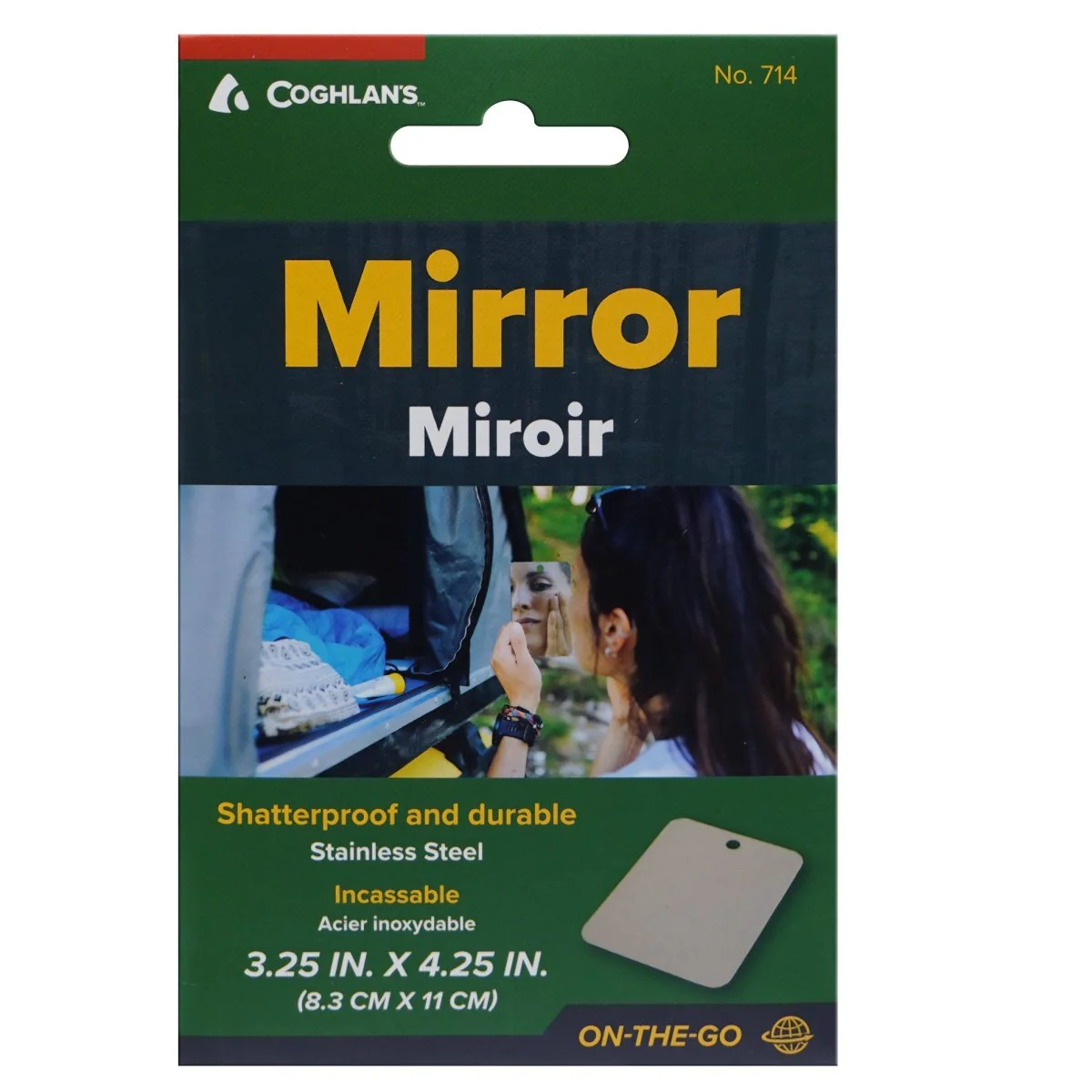 Coghlan's Stainless Steel Mirror, Unbreakable for Travel, Camping, Hiking, Pack - Image 2