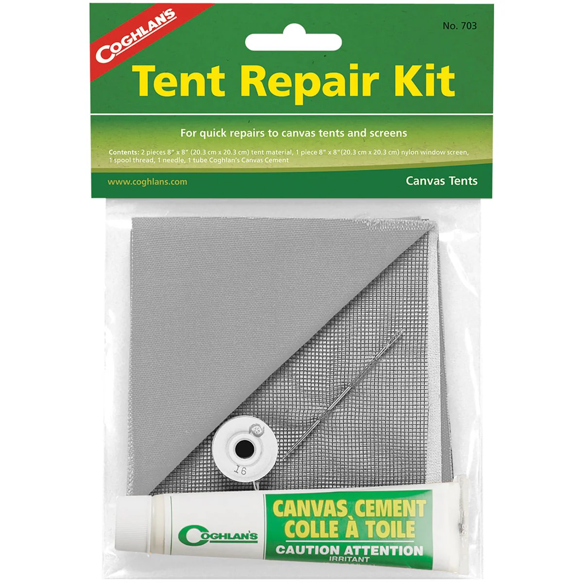 Coghlan's Tent Repair Kit, Quick Emergency Canvas & Nylon Patches Screen Cement - Image 2