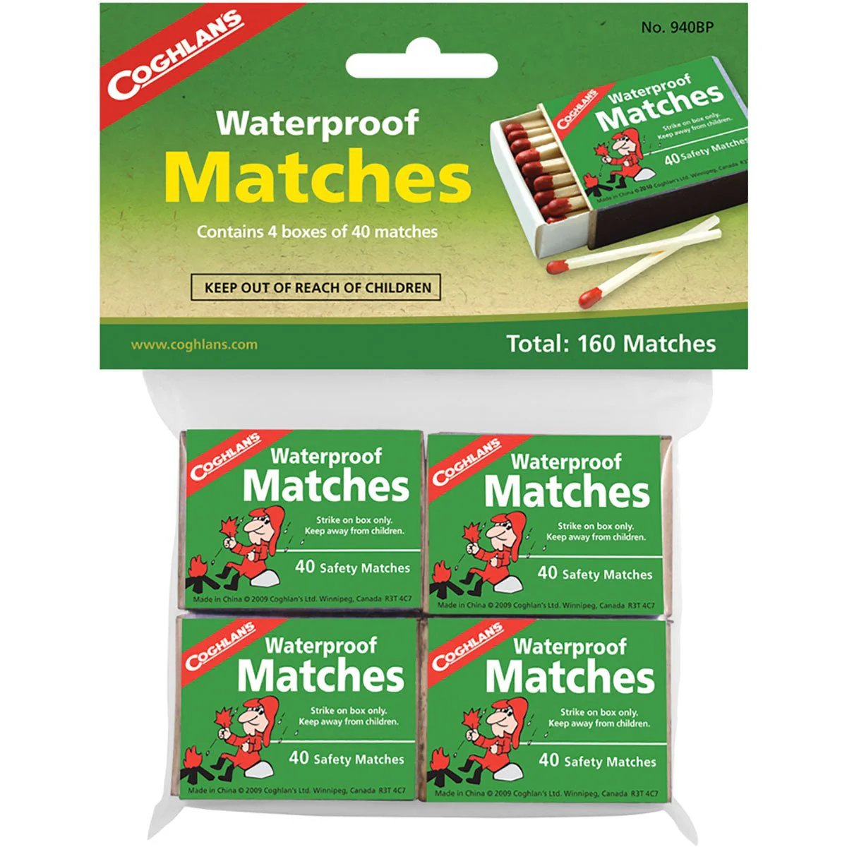 Coghlan's Waterproof Matches, 4 Boxes (160 pcs), Emergency Safety Fire Starter - Image 2