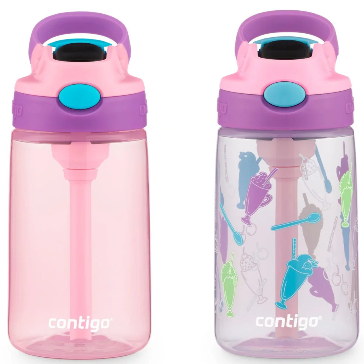 Contigo Kid's 14 oz. Plastic Water Bottle with Redesigned Autospout Straw 2-Pack - Image 16