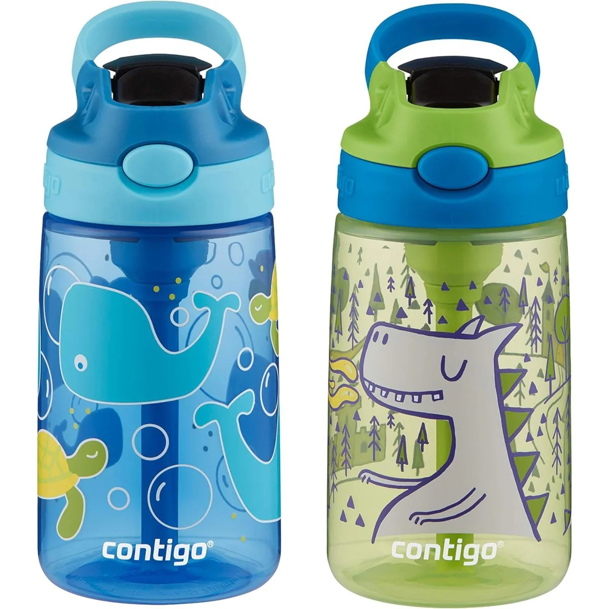 Contigo Kid's 14 oz. Plastic Water Bottle with Redesigned Autospout Straw 2-Pack - Image 20