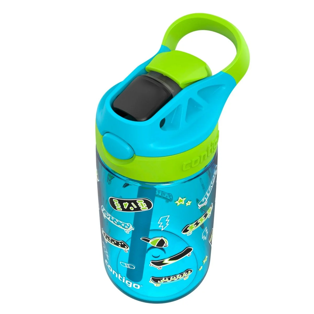Contigo Kid's 14 oz. Aubrey Plastic Water Bottle - Blue Raspberry/Skater - Image 3