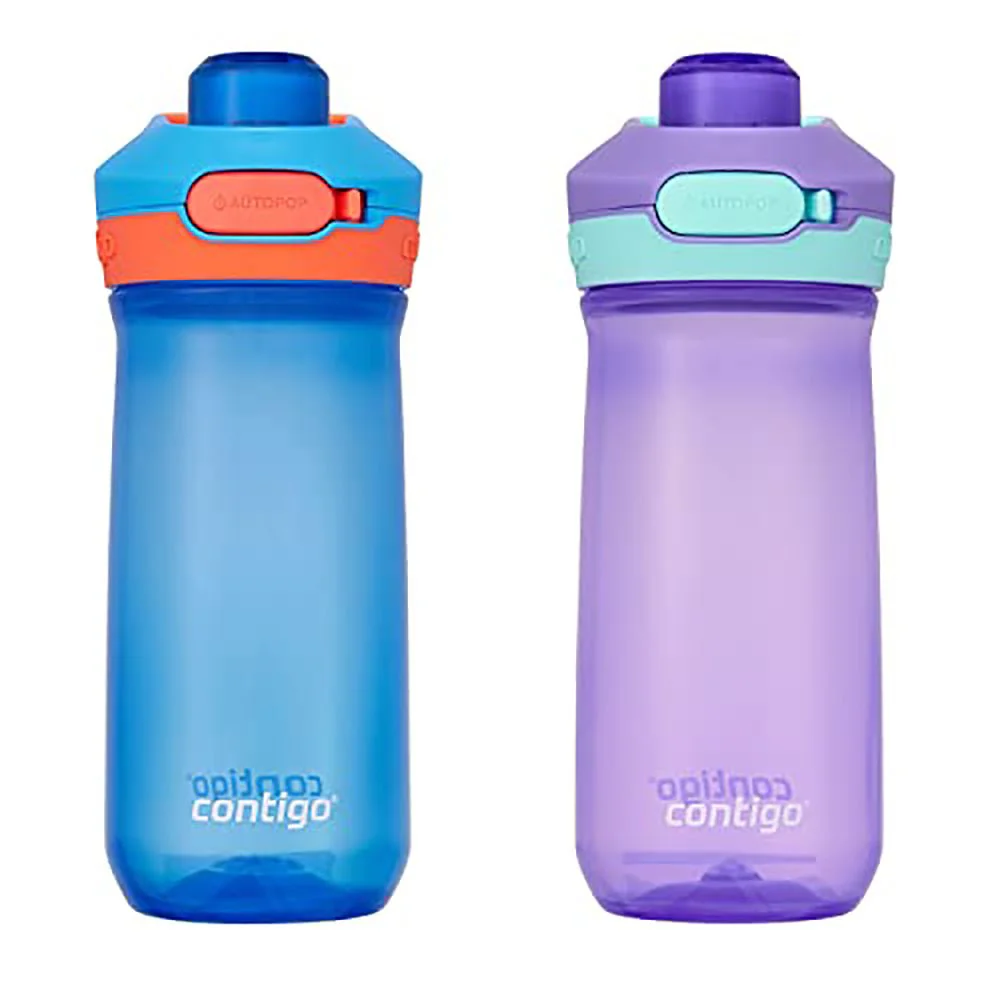 Contigo Kid's 14 oz. Jessie Water Bottle 2-Pack - Blue Poppy/Amethyst