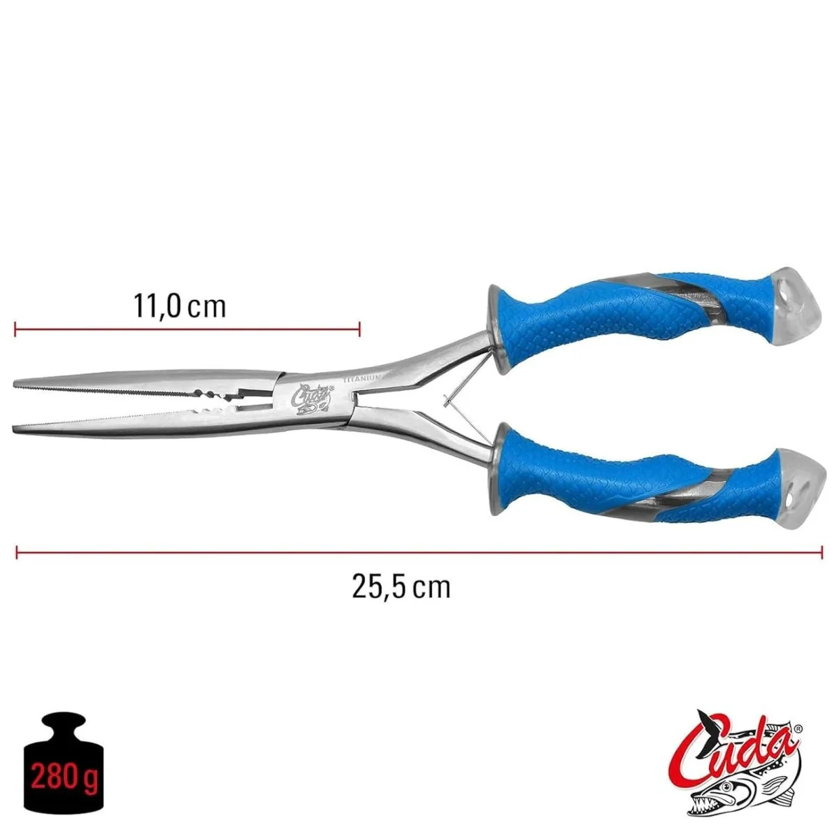 Cuda 10.25" Stainless Steel Freshwater Long Needle Nose Pliers Titanium Bonded - Image 2