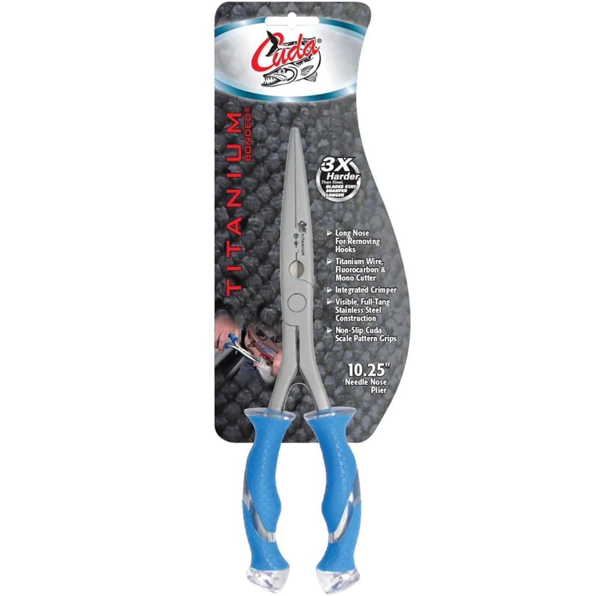 Cuda 10.25" Stainless Steel Freshwater Long Needle Nose Pliers Titanium Bonded - Image 5