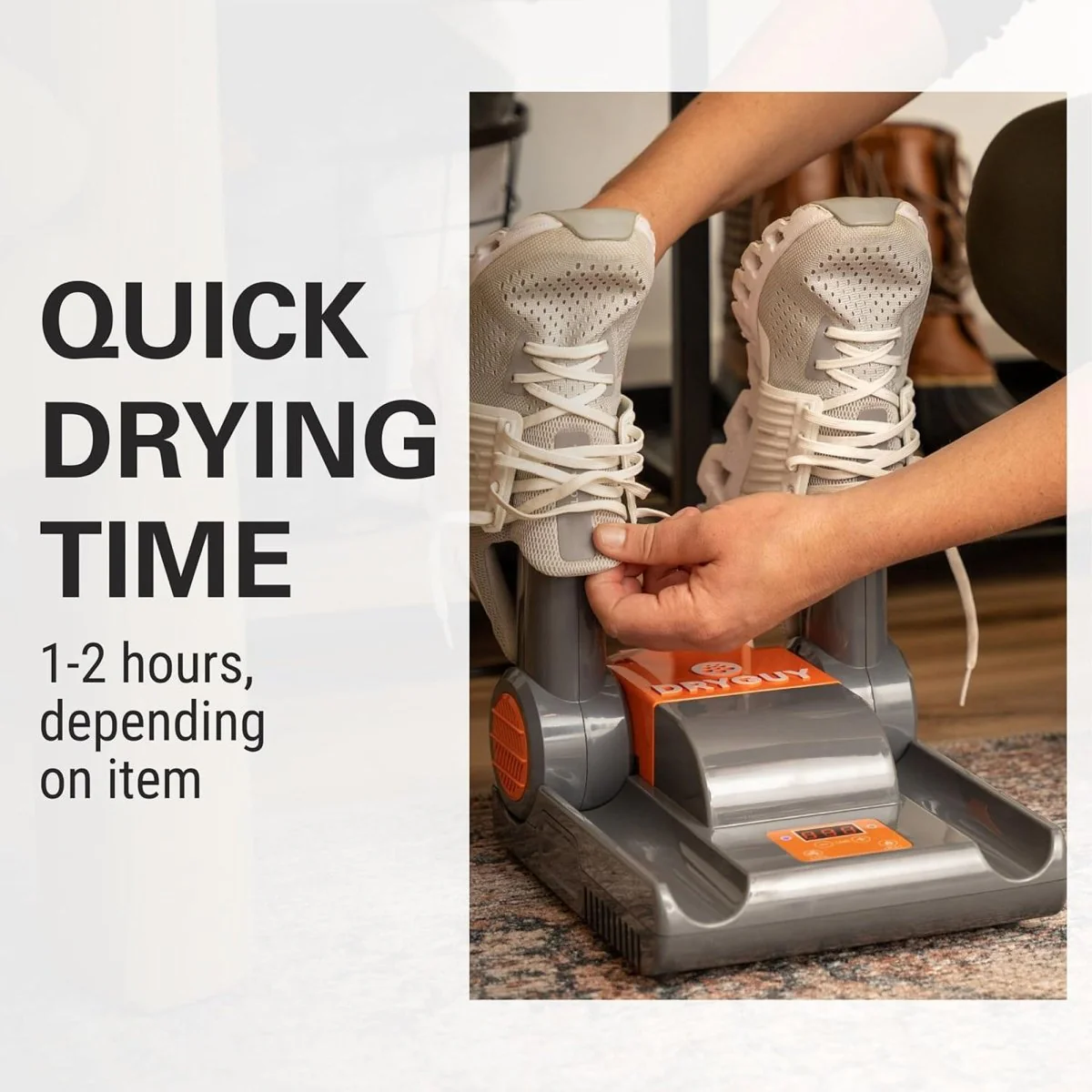 DryGuy Force Dry Digital Shoe Dryer, 2 Ports, Gray/Orange - Image 3