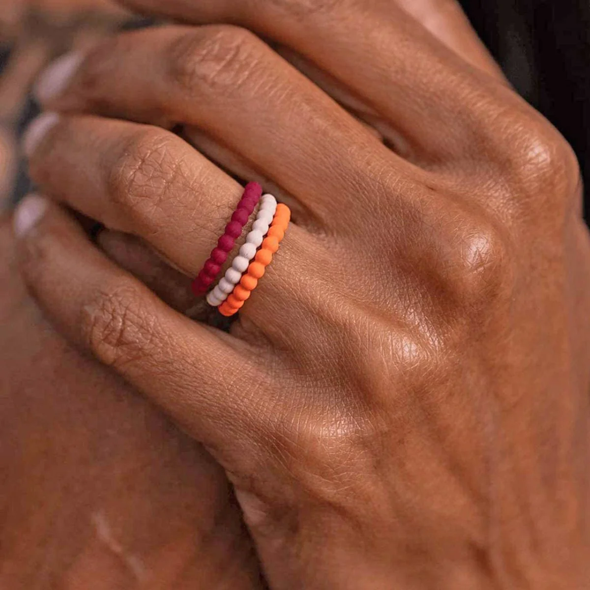 Enso Rings Beaded Stackables Series Silicone Ring - Obsidian - Image 2