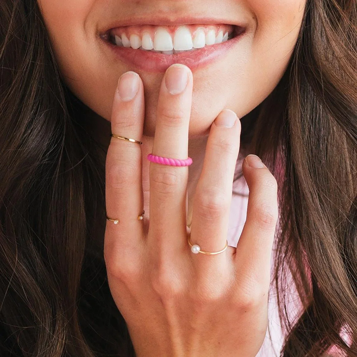Enso Rings Braided Stackables Series Silicone Ring - Coral - Image 3