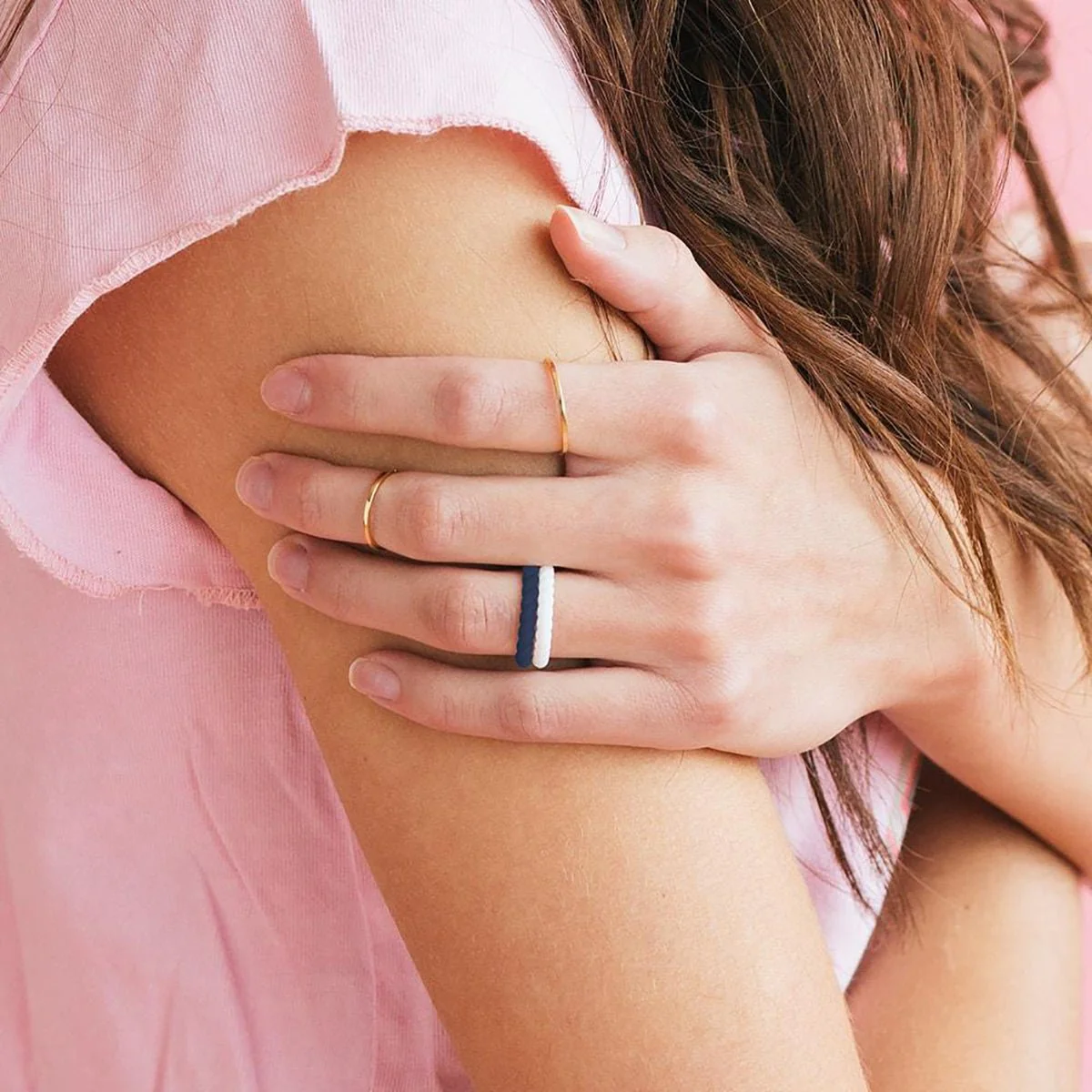 Enso Rings Braided Stackables Series Silicone Ring - Obsidian - Image 4