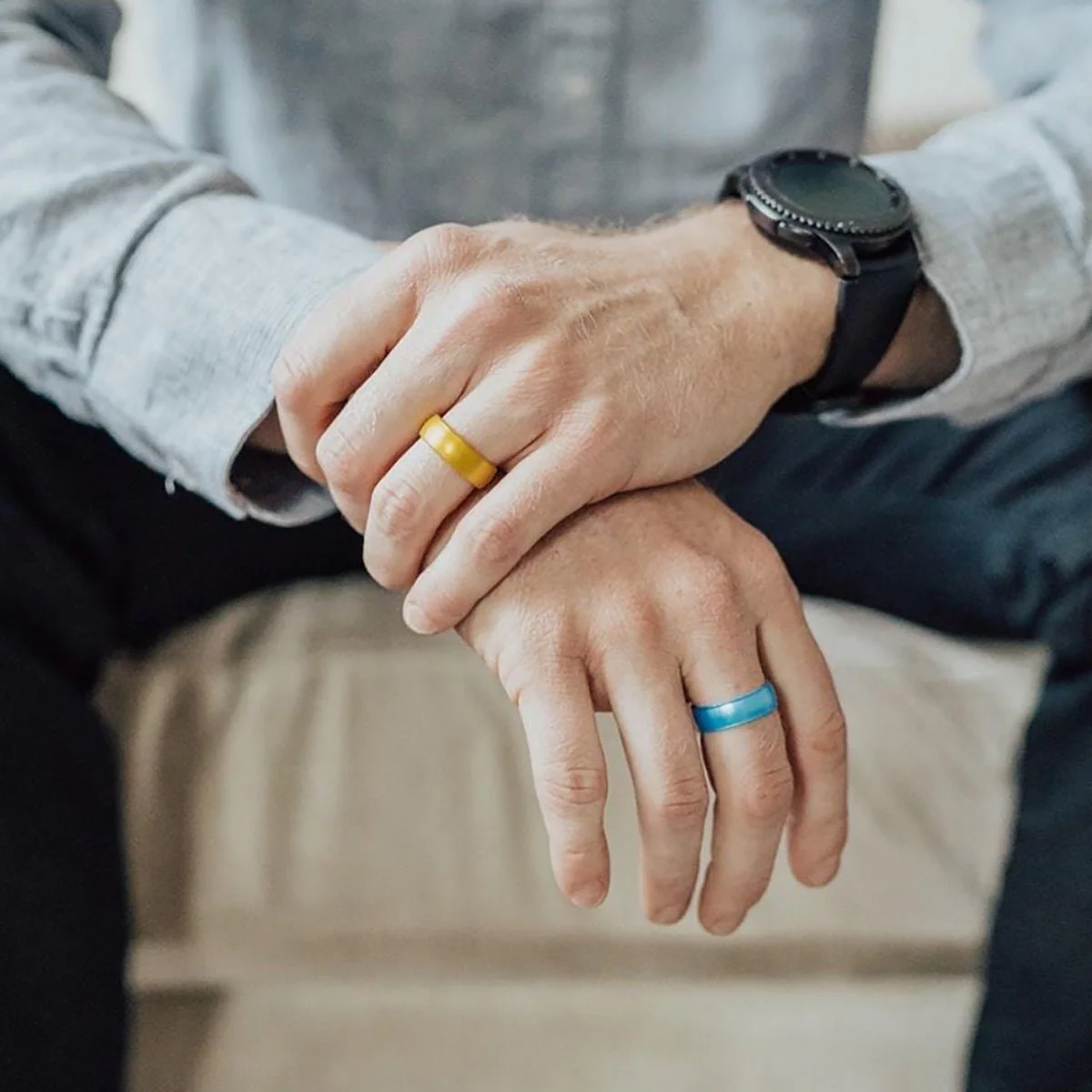 Enso Rings Dualtone Series Silicone Ring - Navy Blue/White - Image 2