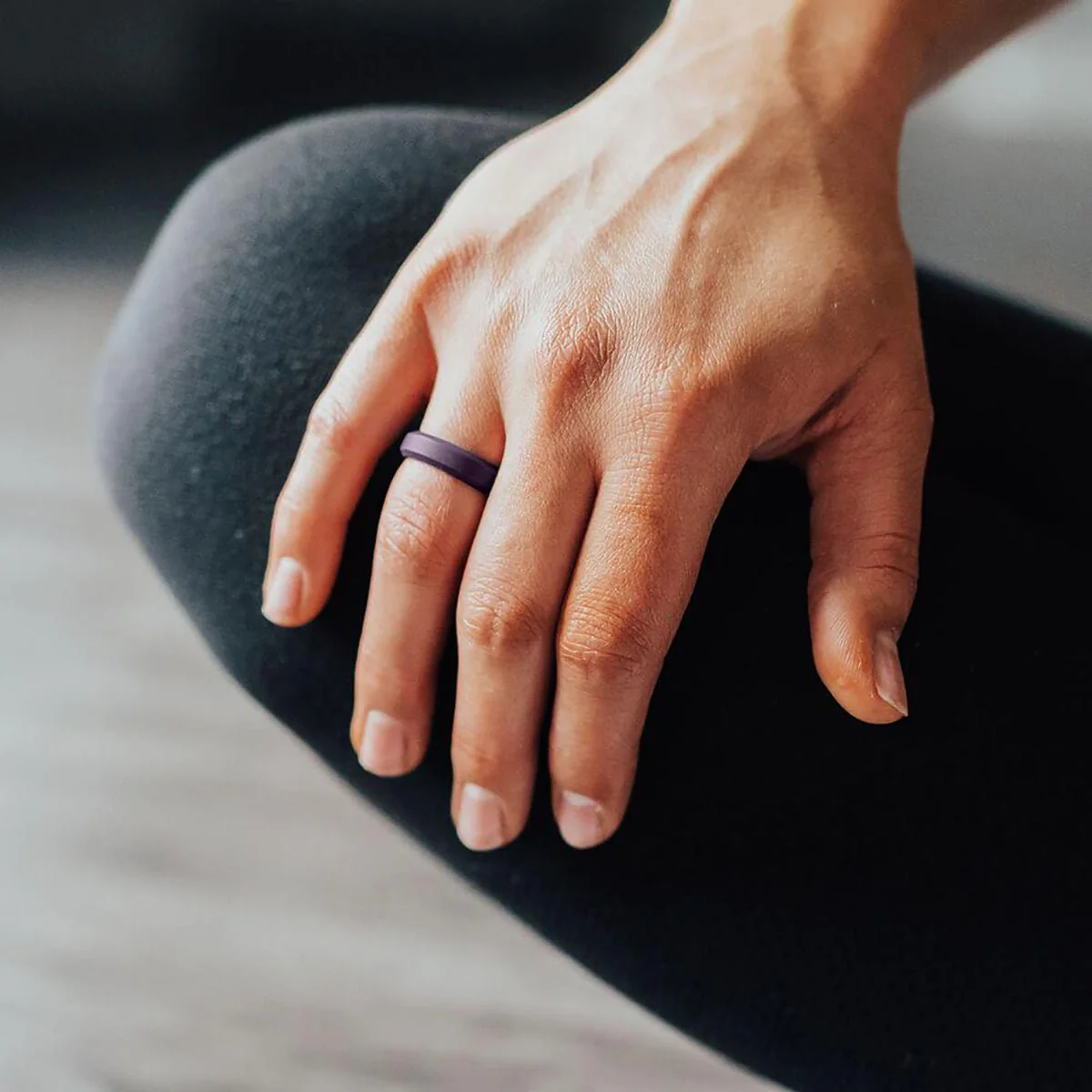 Enso Rings Thin Bevel Series Silicone Ring - White - Image 2