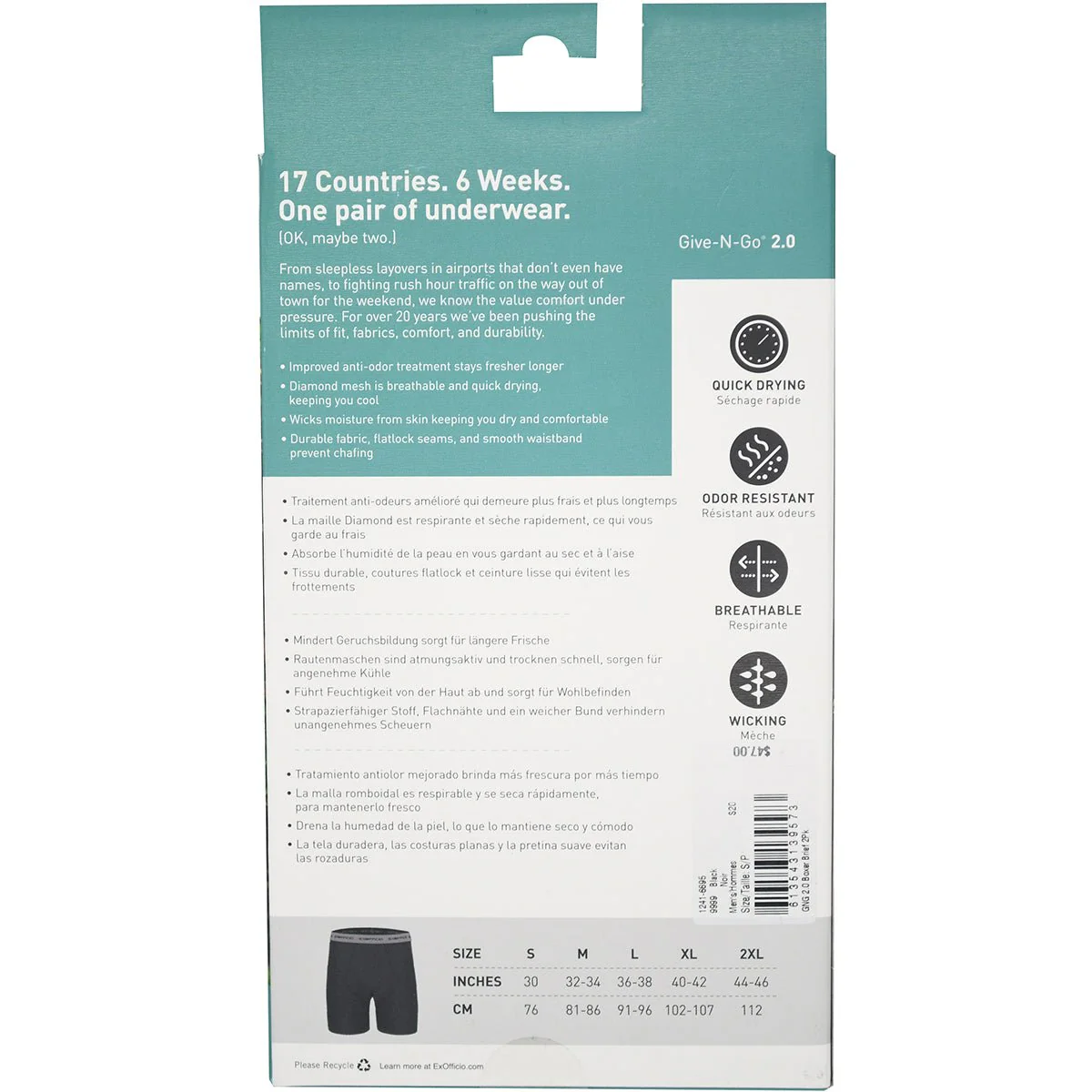 ExOfficio 3" Give-N-Go 2.0 Boxer Briefs 2-Pack - Black - Image 3