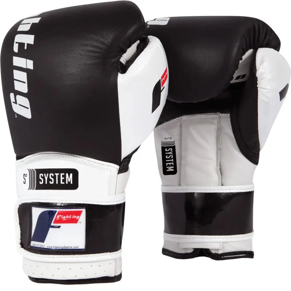 Fighting Sports S2 Gel Boxing Power Sparring Gloves - Black/White