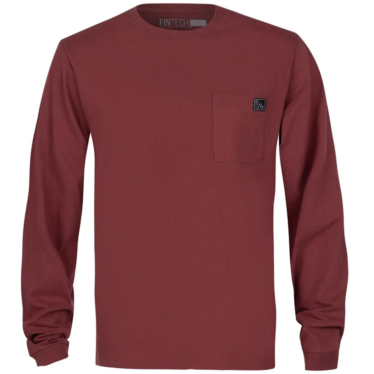 Fintech Heavy-Duty Long Sleeve Graphic T-Shirt - Oxblood Red