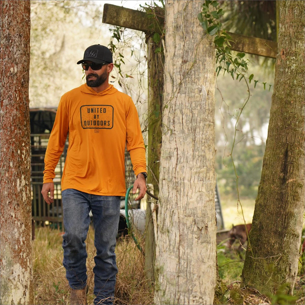 Fintech United By Outdoors UV Pullover Hoodie - Inca Gold - Image 4