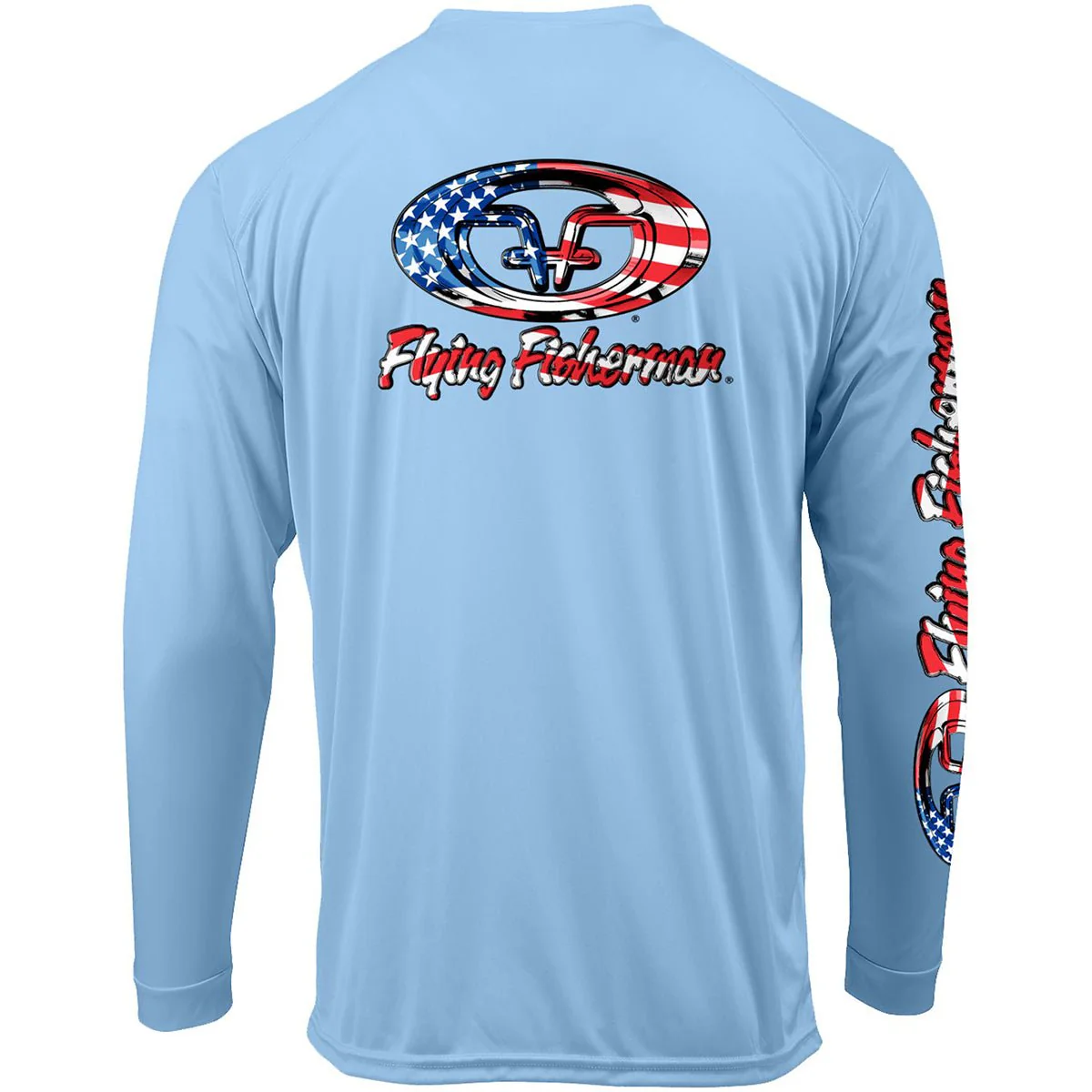 Flying Fisherman Stars & Stripes Performance Long Sleeve T-Shirt - Blue Mist - Image 3
