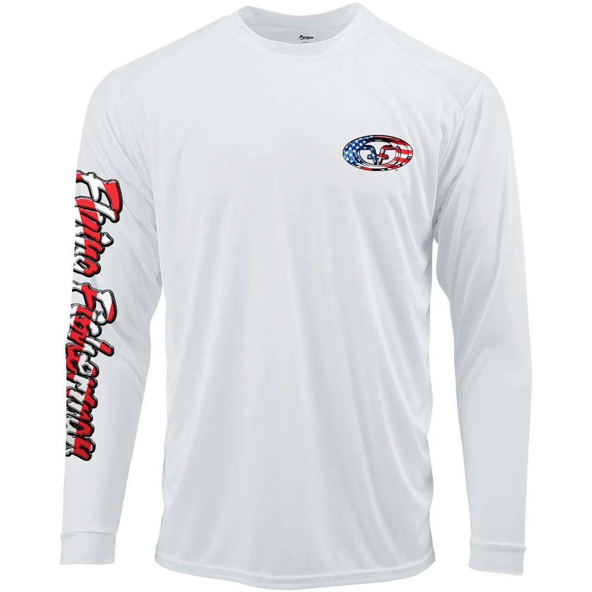 Flying Fisherman Stars & Stripes Performance Long Sleeve T-Shirt - White - Image 2