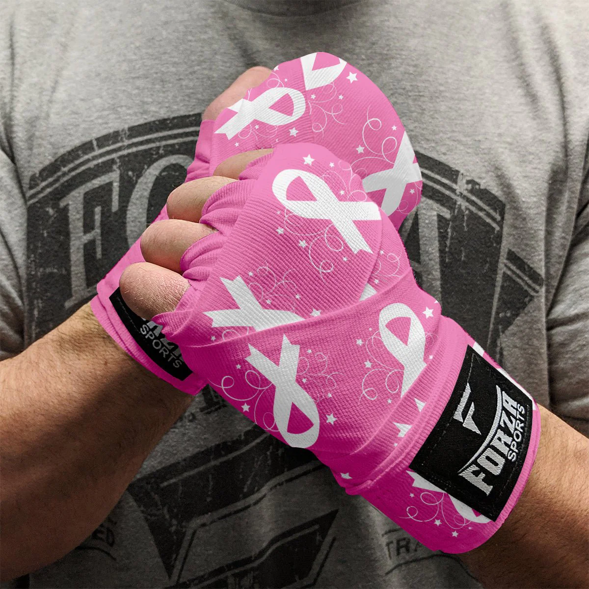 Forza Sports 180" Mexican Style Boxing & MMA Handwraps - Breast Cancer Awareness - Image 2