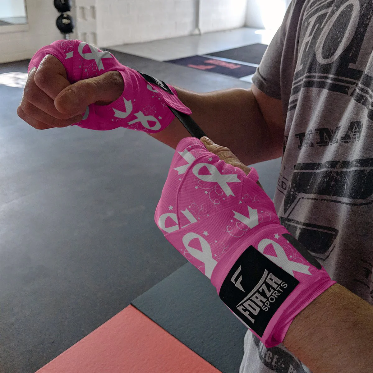 Forza Sports 180" Mexican Style Boxing & MMA Handwraps - Breast Cancer Awareness - Image 3