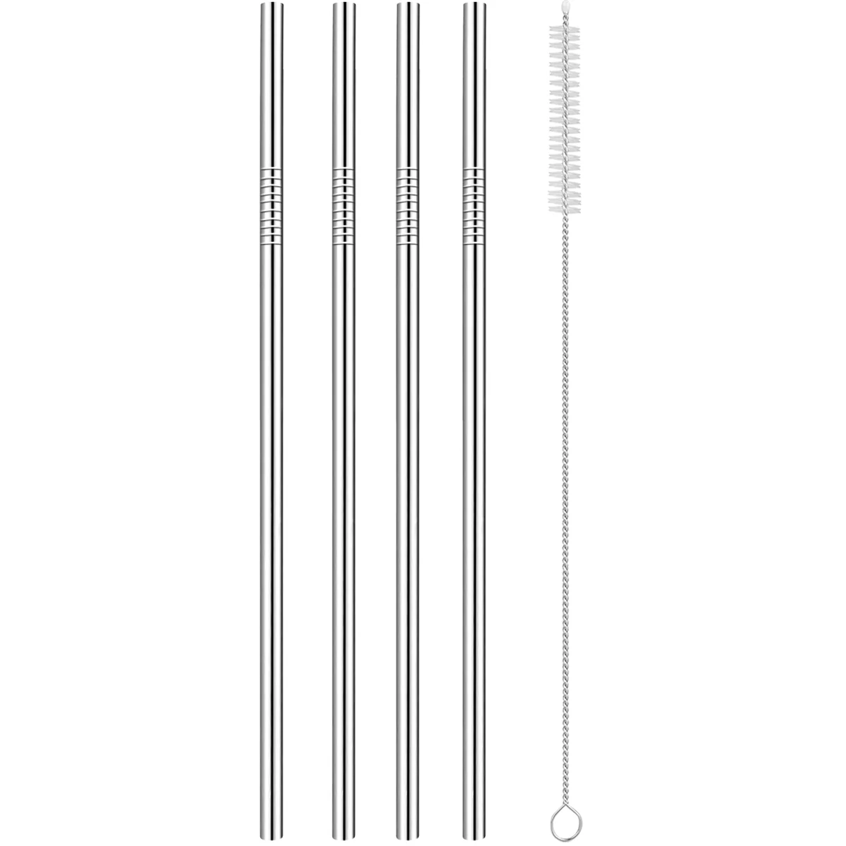 Forza Sports Reusable Stainless Steel Straws 4-Pack with Cleaning Brush - Image 3