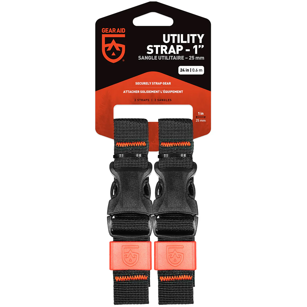 Gear Aid 1" Wide Gear Organizing Utility Strap 2-Pack - Black