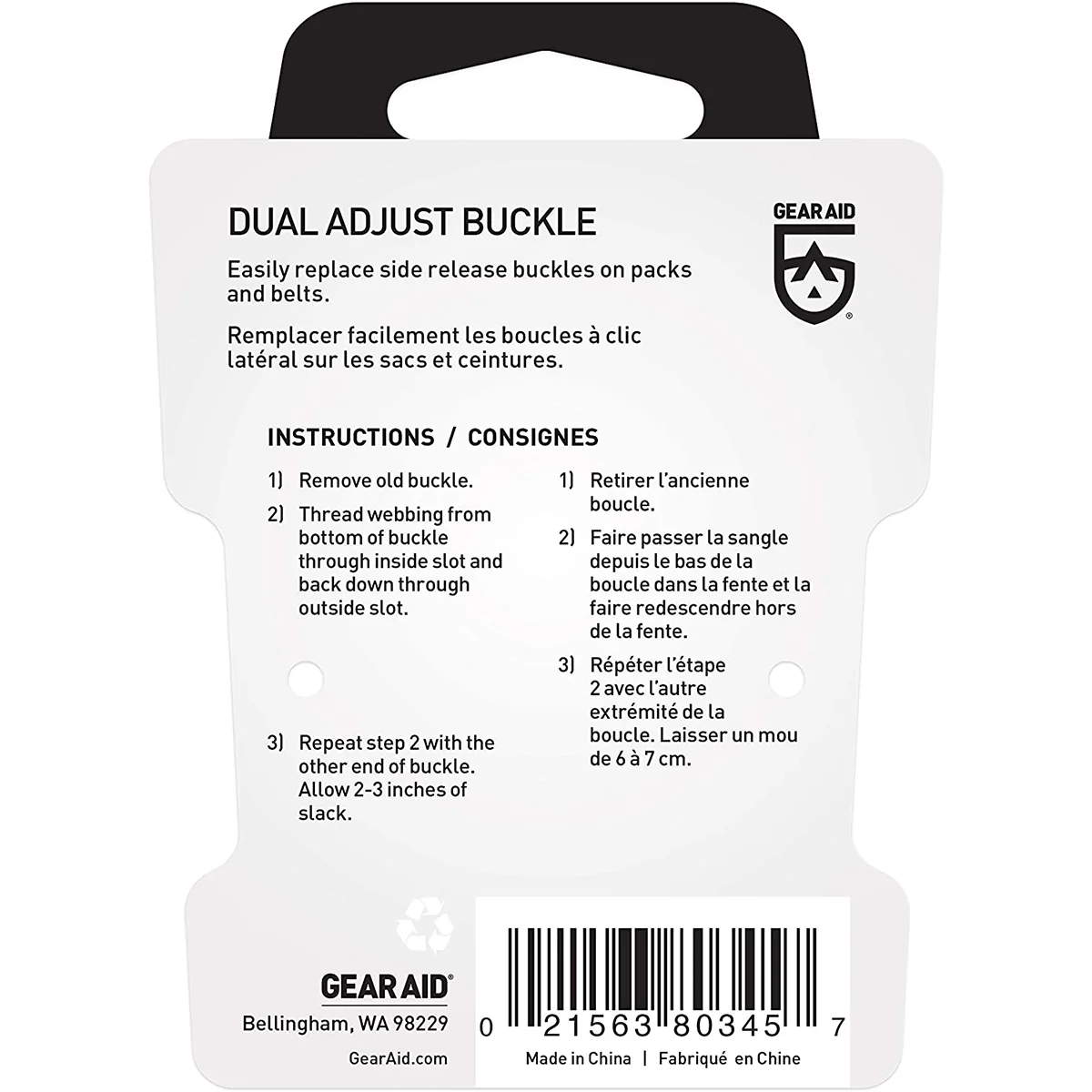 Gear Aid Dual Adjust No-Sew Replacement Buckle - 2-Pack - Image 3