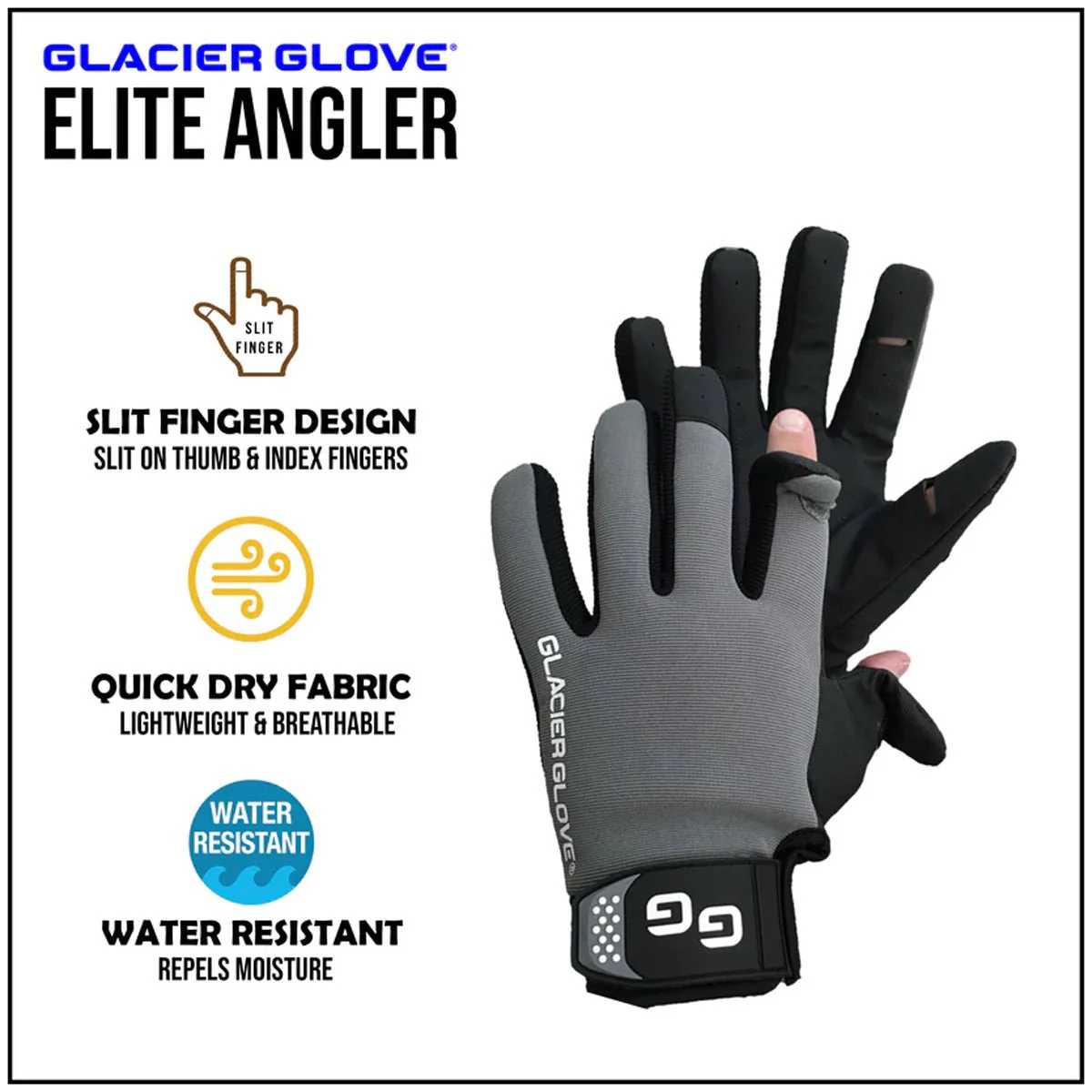 Glacier Glove Elite Angler Slit Finger Gloves - Black - Image 5