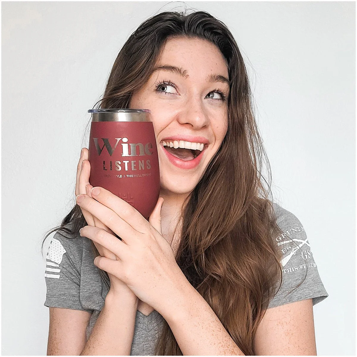 Grunt Style 12 oz. Wine Listens Insulated Stainless Steel Tumbler - Pink - Image 5