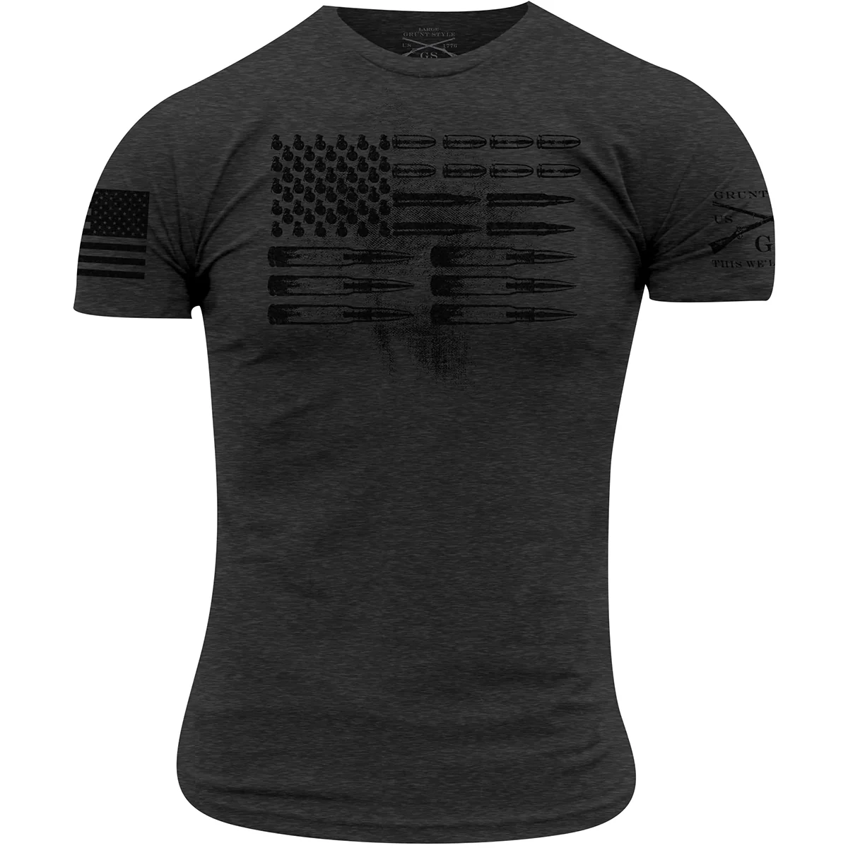 Grunt Style Ammo Flag T-Shirt - Heather Charcoal