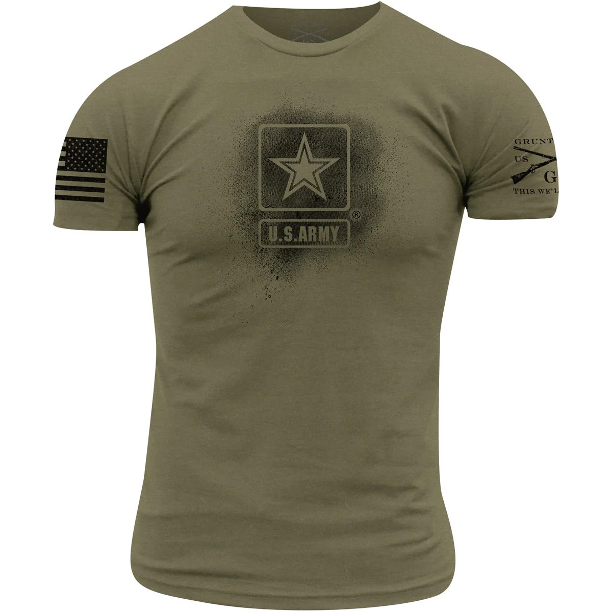 Grunt Style Army - Stencil Logo T-Shirt - Military Green