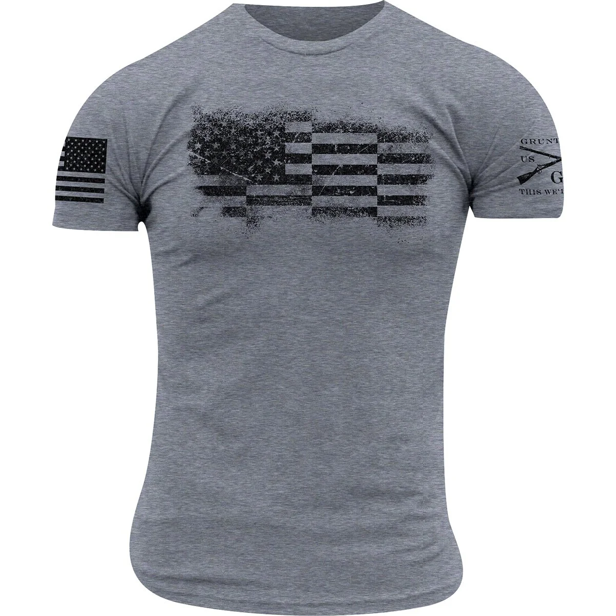 Grunt Style Bar Flag T-Shirt - Dark Heather Gray