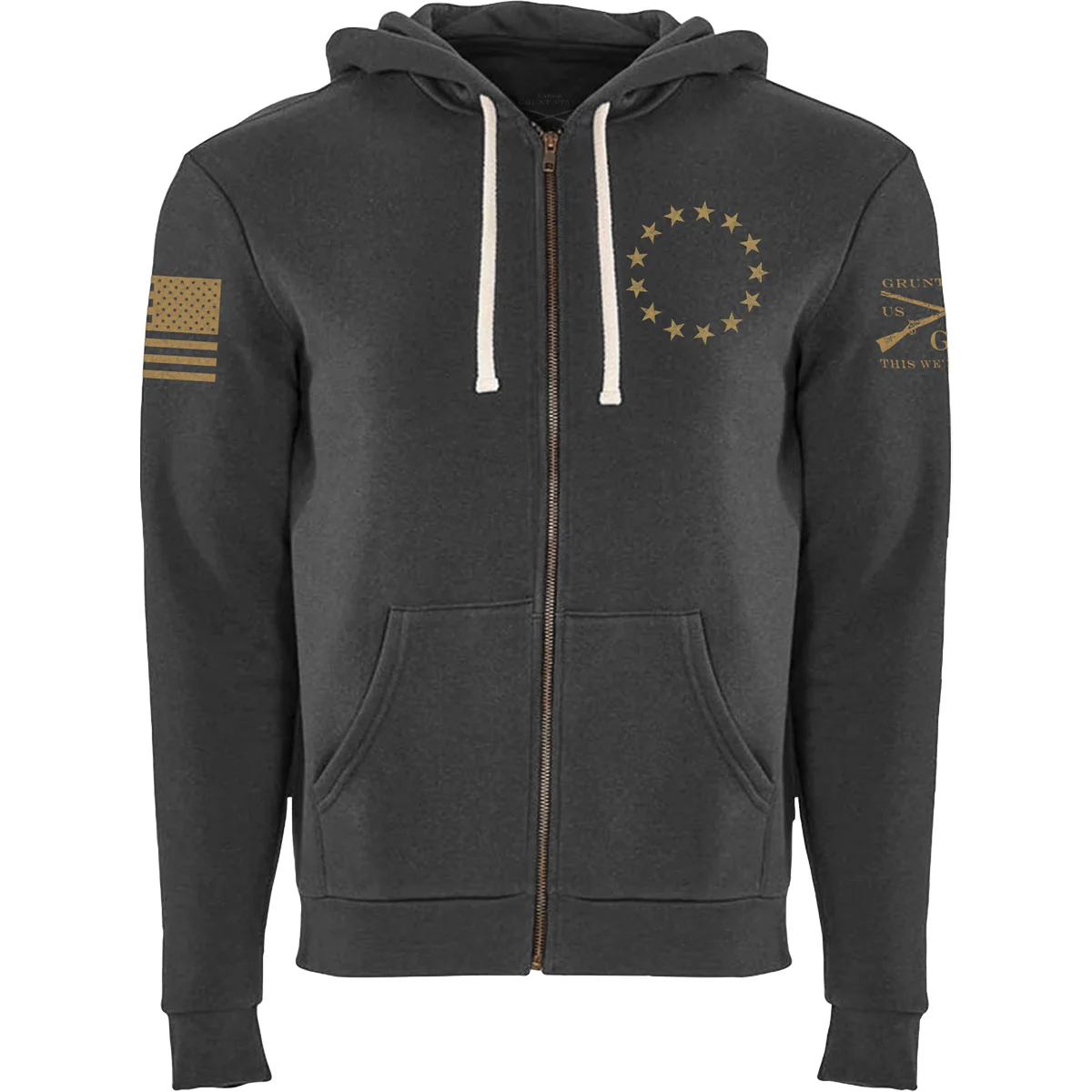 Grunt Style Betsy Flag Full Zip Hoodie - Gray - Image 2