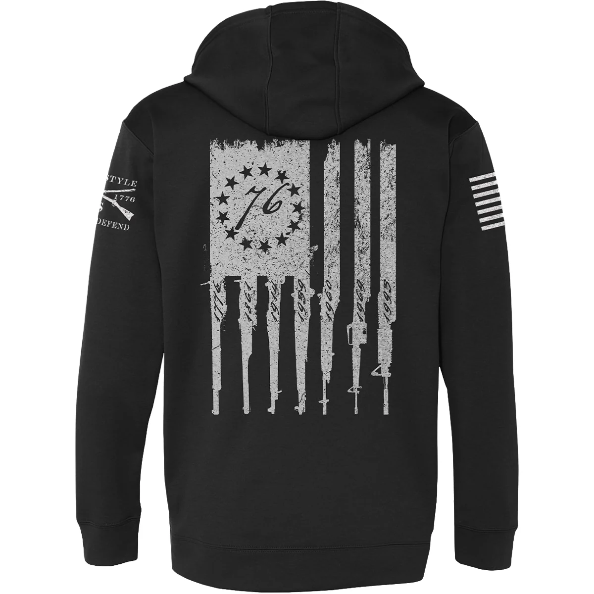 Grunt Style Betsy Rifle Flag Poly Pullover Hoodie - Black - Image 3