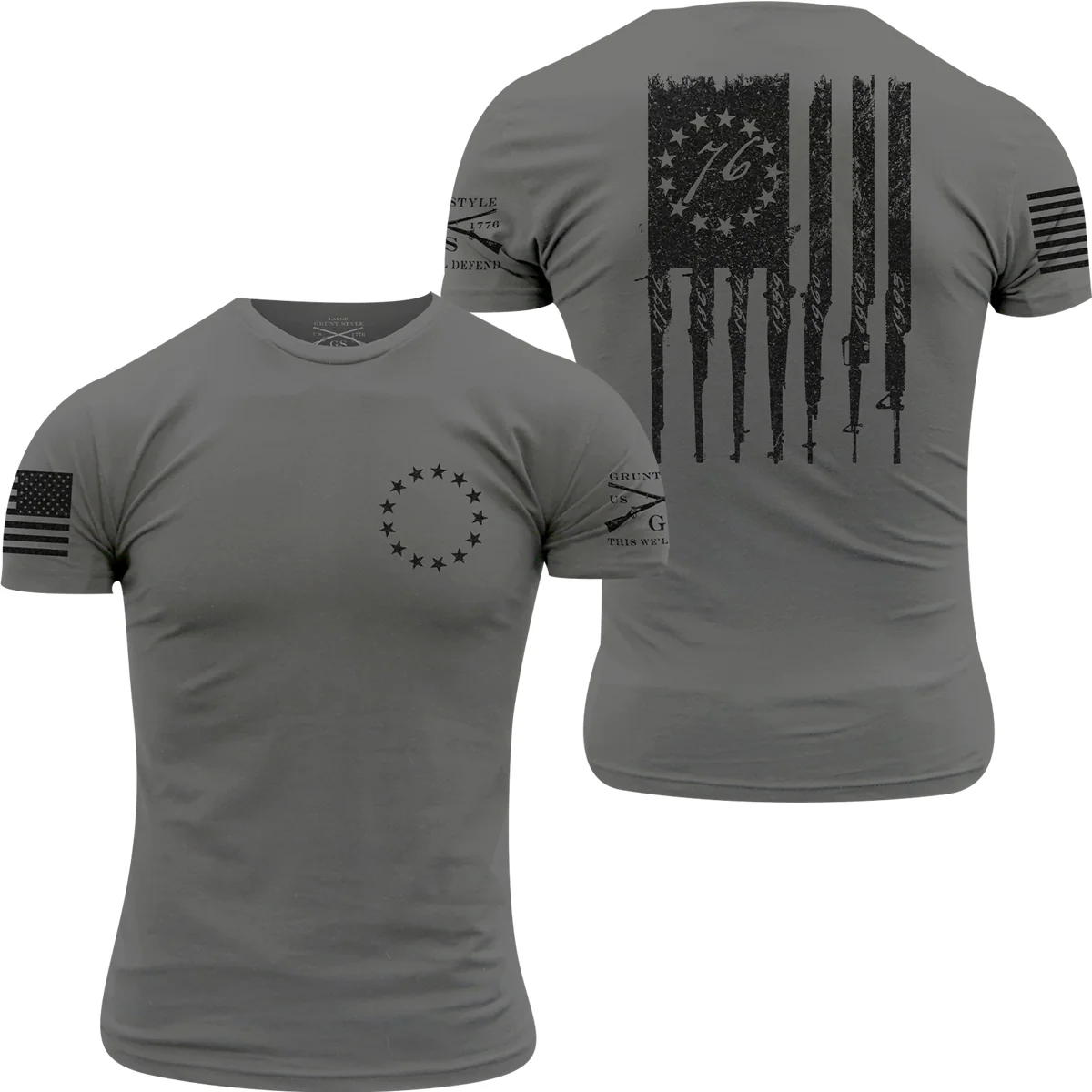 Grunt Style Betsy Rifle Flag T-Shirt - Heavy Metal