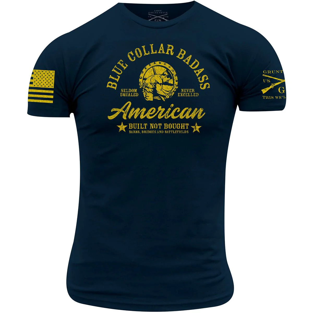 Grunt Style Blue Collar Badass T-Shirt - Blue