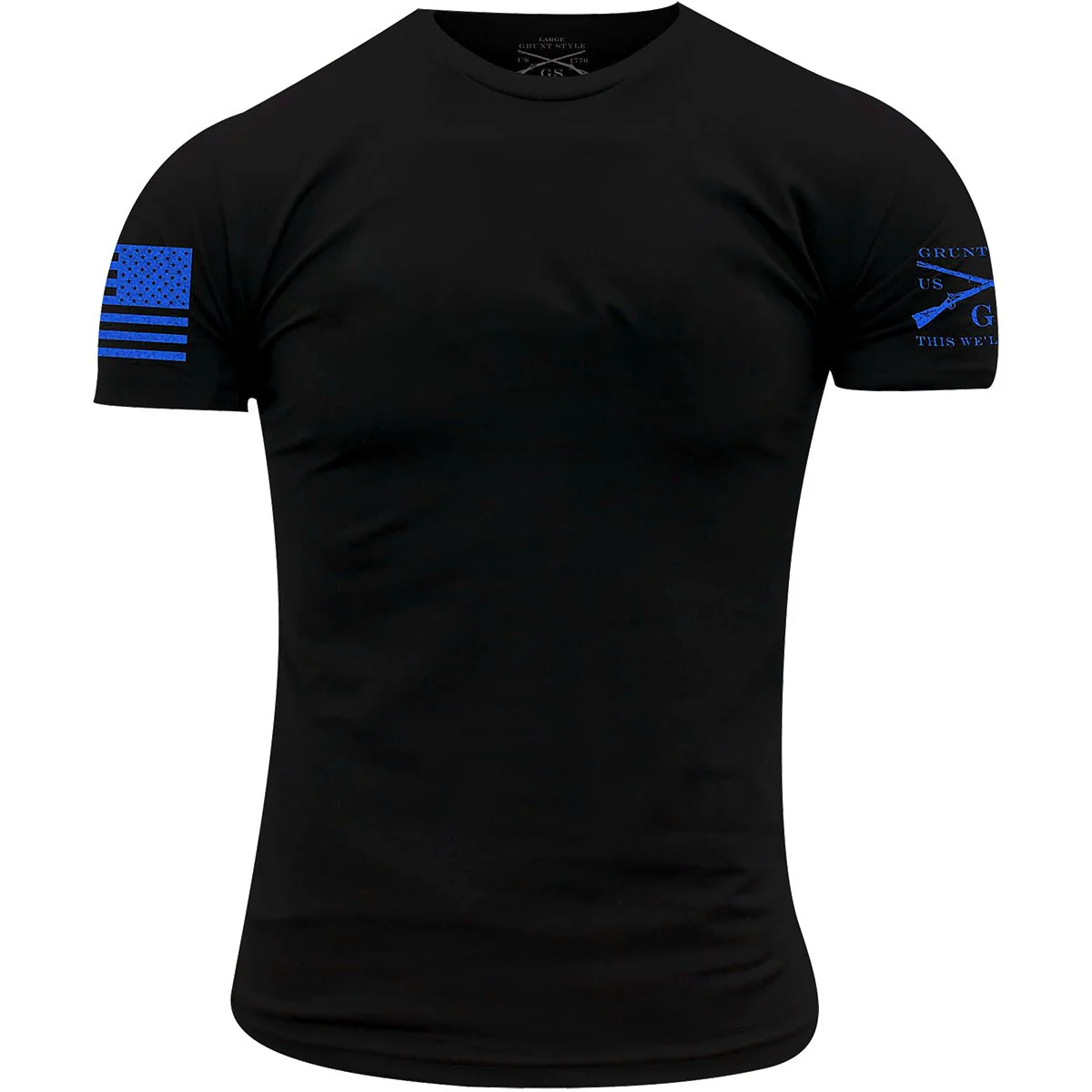 Grunt Style Blue Shield T-Shirt - Black - Image 3