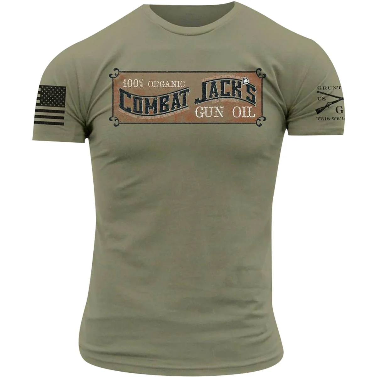 Grunt Style Combat Jack's Gun Oil T-Shirt - Olive Green