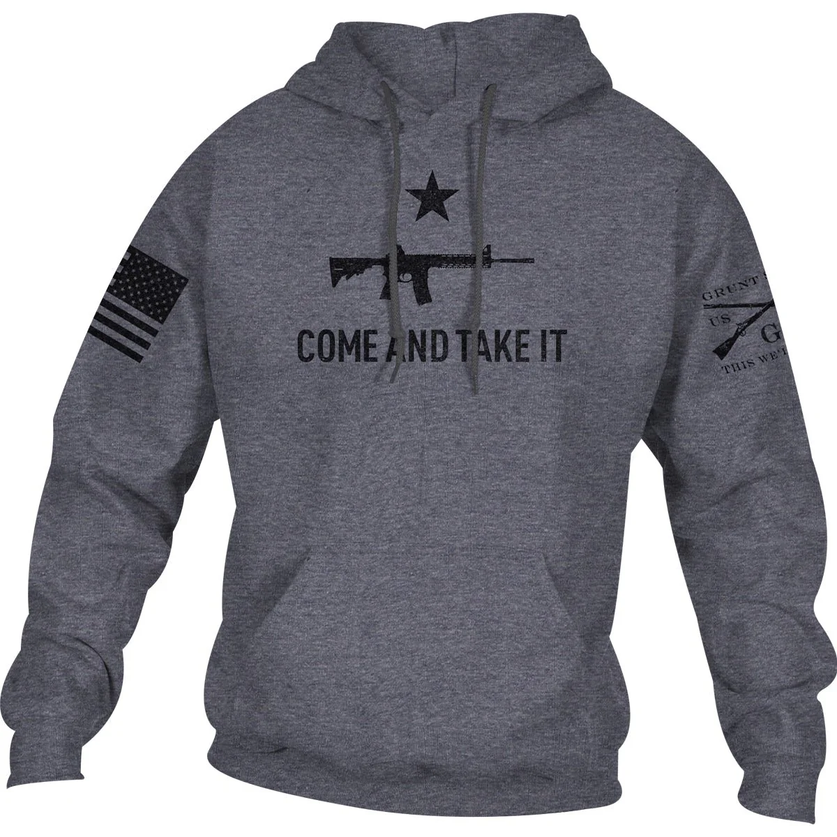 Grunt Style Come And Take It 2A Edition Pullover Hoodie - Dark Heather Gray