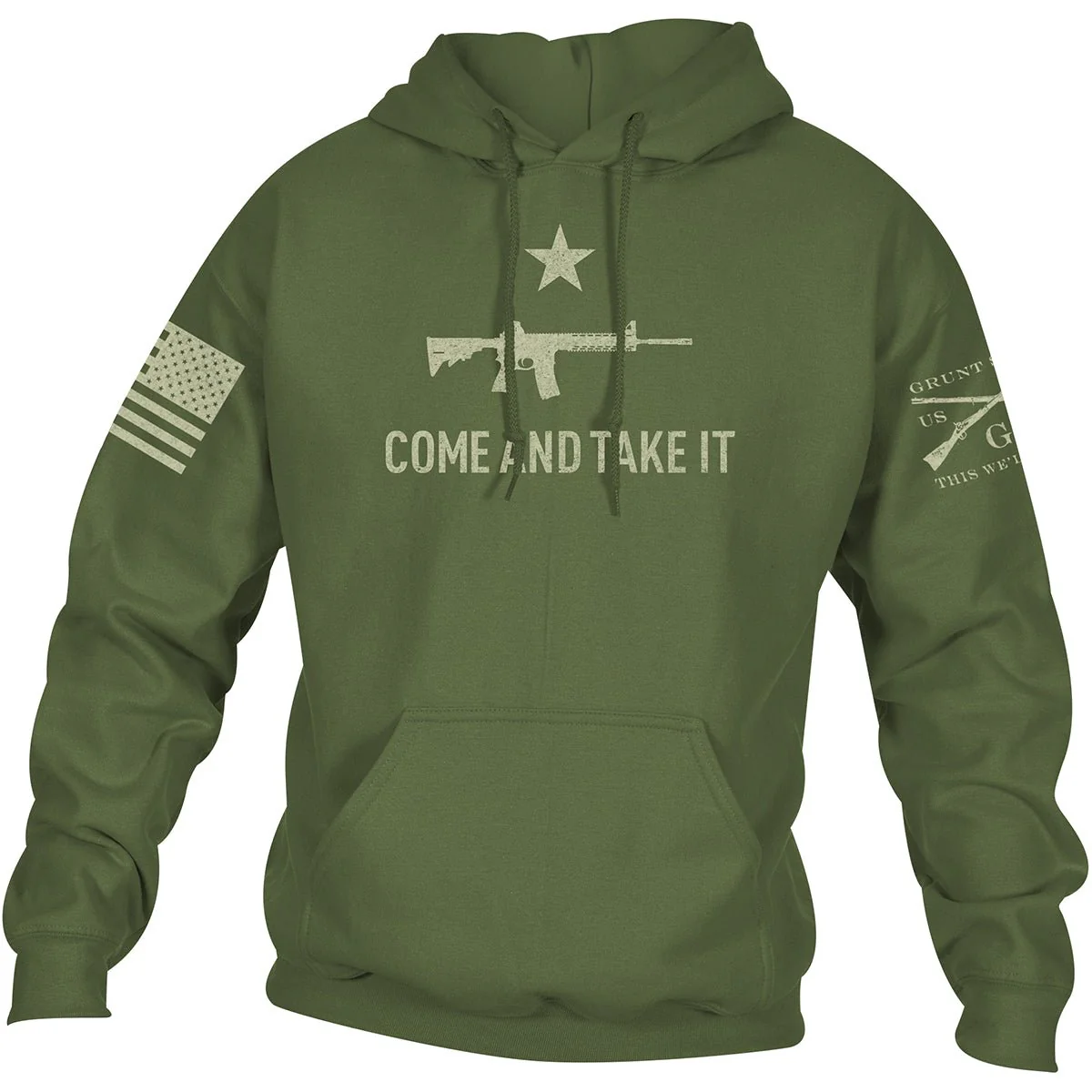 Grunt Style Come And Take It 2A Edition Pullover Hoodie - Military Green