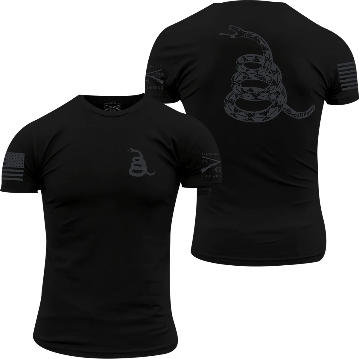 Grunt Style Concealed Gadsden Crewneck T-Shirt - Black