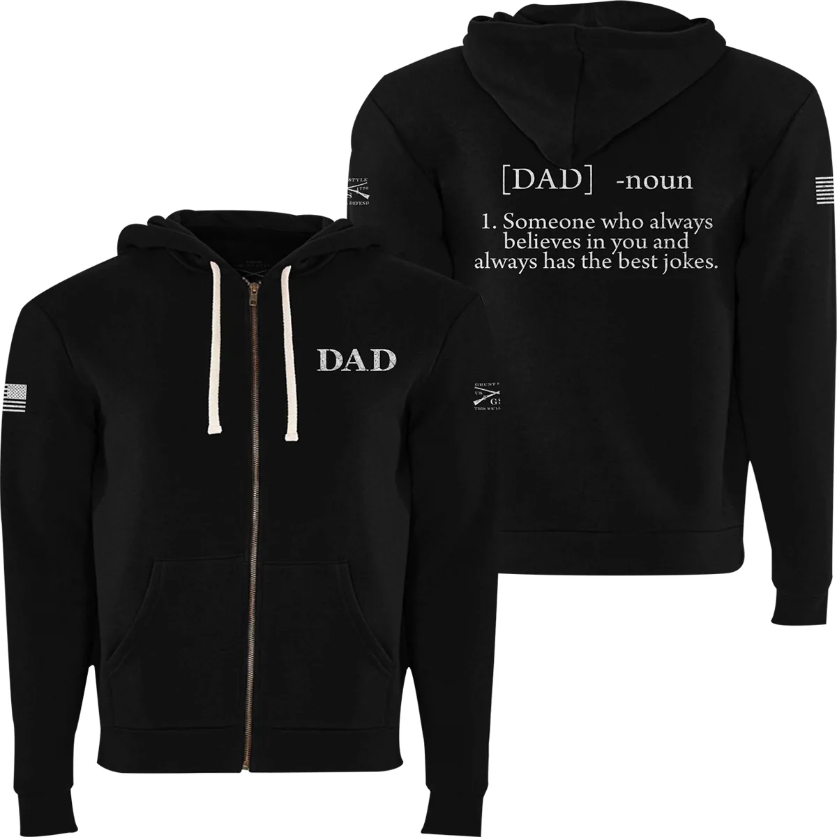 Grunt Style Dad Defined Full Zip Hoodie - Black